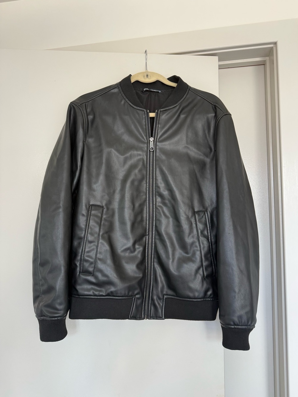 Zara Black Faux Leather Bomber